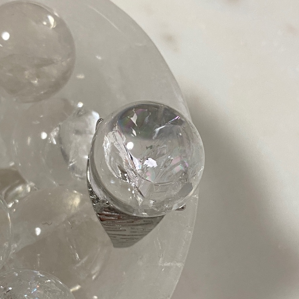 Clear Quartz Sphere Ring | Crystal Ball Statement… - image 5